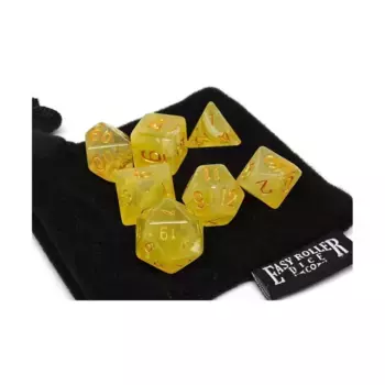 Матовый желтый ледник с золотом, Dice - 7 Piece Poly Sets - Glacier/Translucent (Easy Roller Dice)