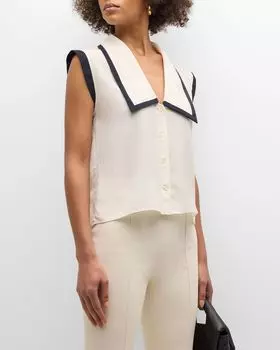 Матросская блузка без рукавов FRAME, цвет Cream Multi