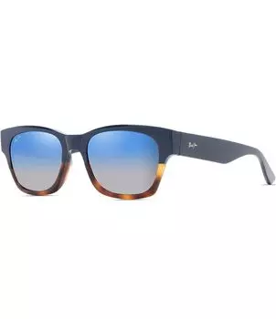 Maui Jim Унисекс Valley Isle PolarizedPlus2 Квадратные двухцветные солнцезащитные очки Гавана 54 мм с зеркалом, синий