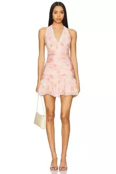 Mave мини-платье на завязках Bardot, pink floral