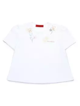 MAX&Co. Kids футболка с цветочной вышивкой, белый