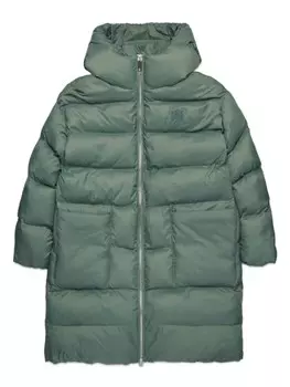 MAX&Co. Kids пуховик с вышитым логотипом и капюшоном, зеленый