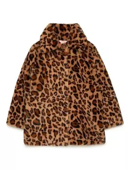 MAX&Co. Kids шуба из искусственного меха с леопардовым принтом, коричневый