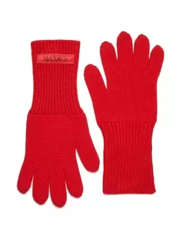 MAX&Co. Kids трикотажные перчатки с нашивкой-логотипом, красный
