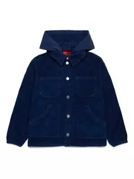 MAX&Co. Kids вельветовая куртка-рубашка с капюшоном, синий