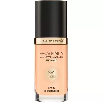 Max Factor, Facefinity All Day Flawless, стойкая тональная основа Spf 20, оттенок 33 Crystal Beige, 30 мл