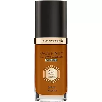 Max Factor Facefinity All Day Flawless, Жидкая тональная основа 3в1, 100 для загара, 30 мл