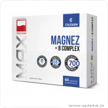 Max Magnesium + B Комплекс Стресс Переутомление 60 таблеток, Colfarm