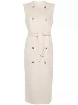 Max Mara двубортное пальто без рукавов, нейтральный цвет