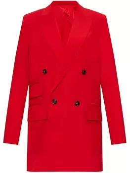 Max Mara двубортный блейзер из натуральной шерсти, красный