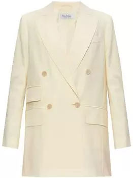 Max Mara двубортный пиджак из вирджинской шерсти, нейтральный цвет