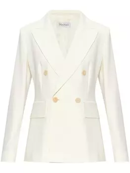 Max Mara двубортный пиджак из вирджинской шерсти, белый