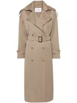 Max Mara двубортный тренч, нейтральный цвет