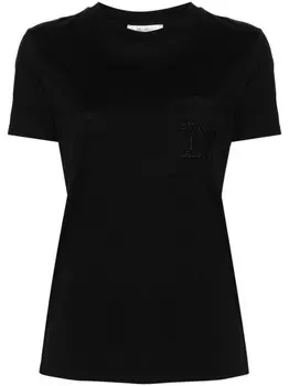 Max Mara футболка с вышитым логотипом, черный