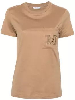 Max Mara футболка с вышитым логотипом, нейтральный цвет