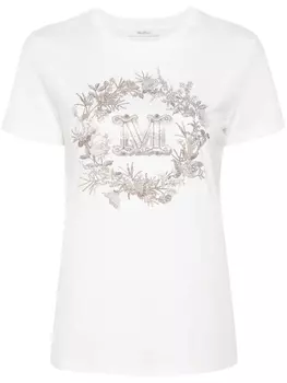 Max Mara футболка со стразами, белый