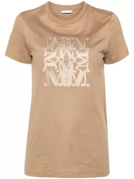 Max Mara футболка Taverna с вышитым логотипом, коричневый