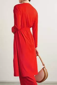 MAX MARA кардиган в рубчик с поясом и поясом, апельсин