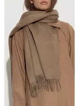 Max Mara кашемировый шарф с вышитым логотипом, коричневый