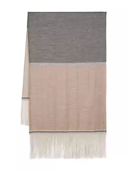 Max Mara меланжевый шарф с бахромой, серый