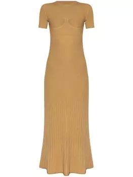 Max Mara платье макси в рубчик, коричневый