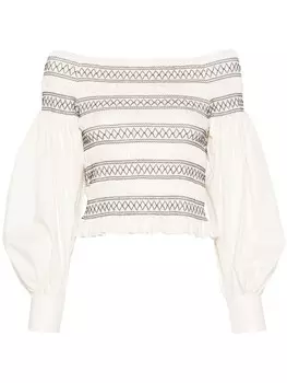 Max Mara присборенный топ с вышивкой, нейтральный цвет