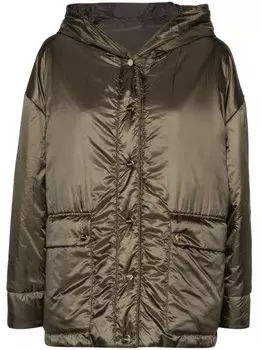 Max Mara пуховик Greenmo с капюшоном, зеленый