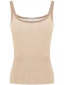 Max Mara шелковый топ в рубчик, нейтральный цвет