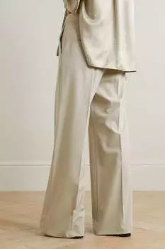 MAX MARA Широкие брюки из смесовой шерсти со складками, песочный