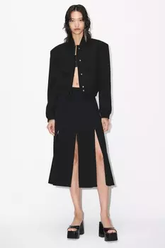Макси-бомбер с карманами ZARA, черный