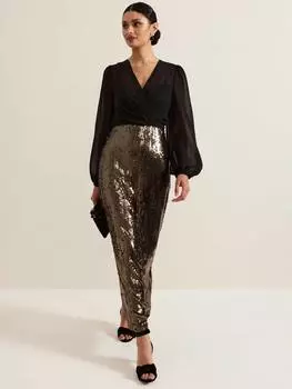 Макси-платье aniya с пайетками Phase Eight, черный/разноцветный