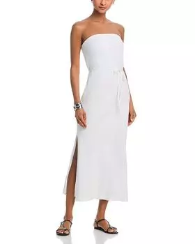Макси-платье без бретелей с диагональным кроем Bella Dahl, белый