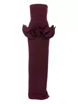 Макси-платье без бретелек с оборками Ana Radu, красный