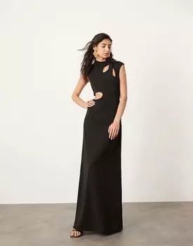 Макси-платье без рукавов с вырезом черного цвета ASOS EDITION