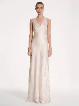 Макси-платье из атласа kew с перекрестной спинкой сзади OMNES, слоновая кость