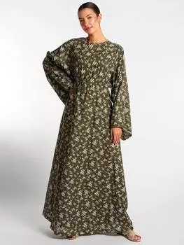 Макси-платье из флоры и фауны Aab, зеленый/разноцветный