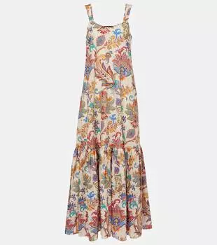 Макси-платье из хлопка с узором пейсли Etro, Stampa F. Do Bianco