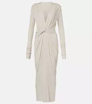 Макси-платье из хлопкового джерси с драпировкой Entire Studios, Glacier