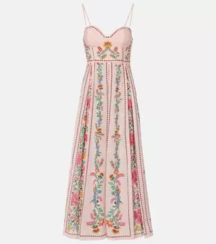 Макси-платье из хлопковой смеси с цветочным принтом Farm Rio, Delicate Forest Pink
