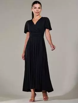 Макси-платье из мягкого джерси с коротким рукавом Jolie Moi, черный