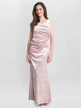 Макси-платье из мятого бархата talia Gina Bacconi, розовый