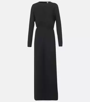 Макси-платье из плиссированного кади Toteme, черный