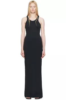 Макси-платье из плотного хлопкового джерси Mm6 Maison Margiela, черный