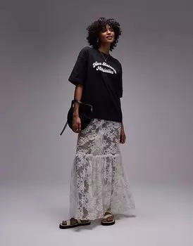 Макси-платье из прозрачного кружева Topshop цвета слоновой кости