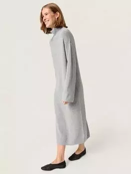 Макси-платье из шерстяной хлопчатобумажной смеси с круглым вырезом sanja Soaked In Luxury, цвет Porpoise Melange