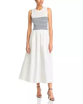 Макси-платье из смешанных материалов - эксклюзив AQUA, белый