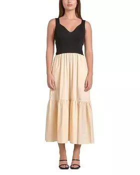 Макси-платье-комбинация Mixed Media Elan, коричневый