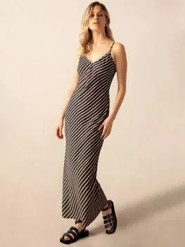 Макси-платье-комбинация в полоску Ro&Zo, черный