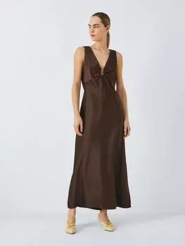 Макси-платье косого кроя John Lewis , коричневый