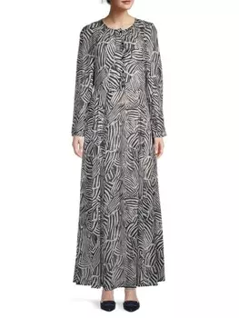 Макси-платье Missoni с длинными рукавами и принтом под зебру, черный/белый